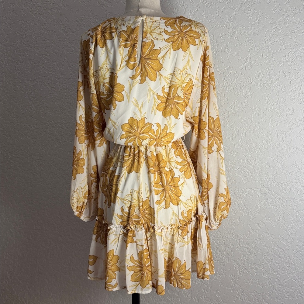 Flying Tomato Golden Floral Long Sleeve Dress for Women - Picture 8 of 13